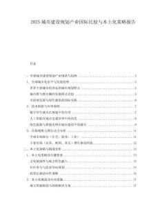 2025城市建设规划产业国际比较与本土化策略报告