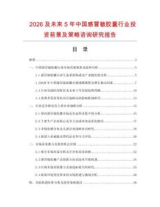 2026及未來5年中國感冒敏膠囊行業(yè)投資前景及策略咨詢研究報告
