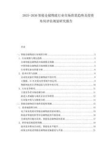 2025-2030智能倉儲物流行業市場供需趨勢及投資布局評估規劃研究報告
