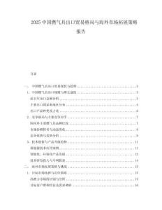 2025中國燃氣具出口貿易格局與海外市場拓展策略報告
