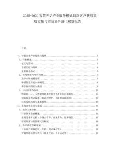 2025-2030智慧養老產業服務模式創新客戶獲取策略實施與市場競爭演化觀察報告