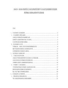 2025-2030制藥行業仿制藥領軍企業發展路徑創新藥物注冊標準研究指南