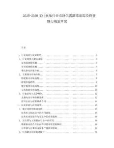 2025-2030文化娛樂行業(yè)市場供需潮流追蹤及投資魅力規(guī)劃草案