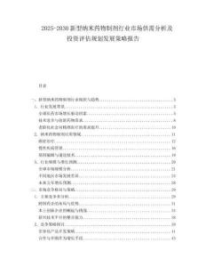 2025-2030新型納米藥物制劑行業(yè)市場(chǎng)供需分析及投資評(píng)估規(guī)劃發(fā)展策略報(bào)告