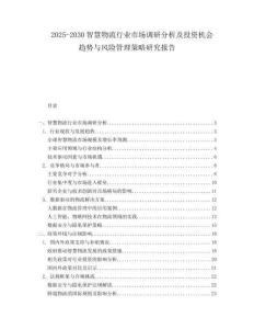 2025-2030智慧物流行業(yè)市場調(diào)研分析及投資機(jī)會趨勢與風(fēng)險管理策略研究報告