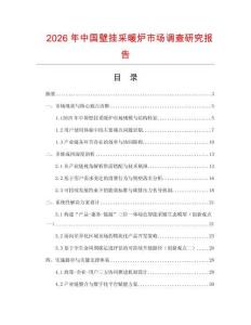 2026年中國壁掛采暖爐市場調查研究報告