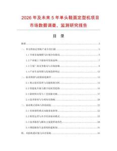 2026年及未來5年單頭鞋面定型機項目市場數據調查、監測研究報告