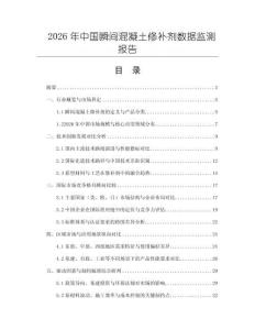 2026年中國瞬間混凝土修補劑數據監測報告