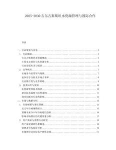 2025-2030吉尔吉斯斯坦水资源管理与国际合作