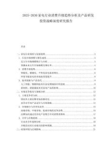 2025-2030家電行業消費升級趨勢分析及產品研發投資戰略深度研究報告