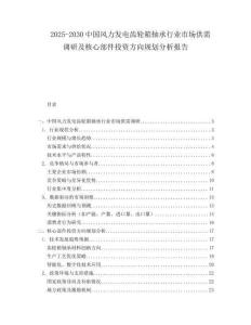2025-2030中國風力發電齒輪箱軸承行業市場供需調研及核心部件投資方向規劃分析報告