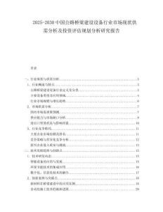 2025-2030中國(guó)公路橋梁建設(shè)設(shè)備行業(yè)市場(chǎng)現(xiàn)狀供需分析及投資評(píng)估規(guī)劃分析研究報(bào)告