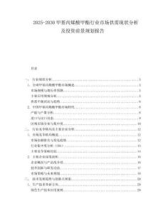 2025-2030甲基丙烯酸甲酯行業市場供需現狀分析及投資前景規劃報告