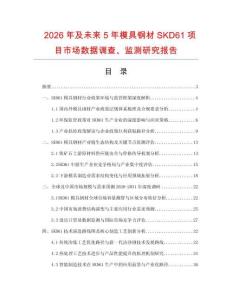 2026年及未來5年模具鋼材SKD61項目市場數據調查、監測研究報告