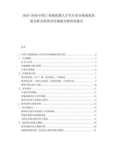 2025-2030中國工業級機器人手爪行業市場現狀供需分析及投資評估規劃分析研究報告