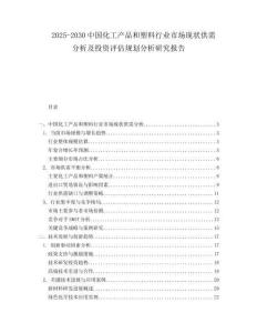2025-2030中國化工產品和塑料行業市場現狀供需分析及投資評估規劃分析研究報告