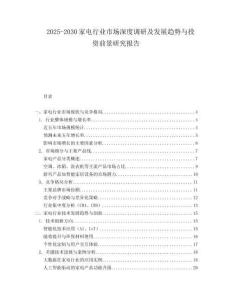 2025-2030家電行業(yè)市場深度調(diào)研及發(fā)展趨勢與投資前景研究報告
