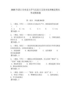 2025年湛江市業余大學馬克思主義基本原理概論期末考試模擬題帶答案解析（奪冠）