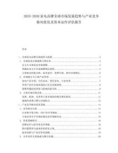 2025-2030家電品牌全球市場(chǎng)發(fā)展趨勢(shì)與產(chǎn)業(yè)競(jìng)爭(zhēng)格局優(yōu)化及資本運(yùn)作評(píng)估報(bào)告