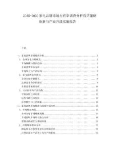 2025-2030家電品牌市場(chǎng)占有率調(diào)查分析營銷策略創(chuàng)新與產(chǎn)業(yè)升級(jí)實(shí)施報(bào)告