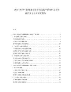 2025-2030中國(guó)蜂蜜柚茶市場(chǎng)現(xiàn)狀產(chǎn)銷分析及投資評(píng)估規(guī)劃分析研究報(bào)告