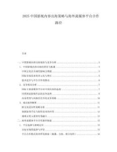 2025中國影視內容出海策略與海外流媒體平臺合作路徑