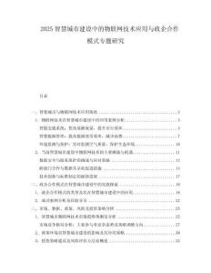 2025智慧城市建設中的物聯網技術應用與政企合作模式專題研究