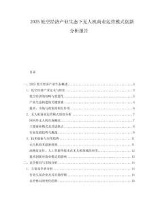2025低空經濟產業生態下無人機商業運營模式創新分析報告