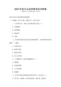 2025年會計從業資格考試沖刺卷
