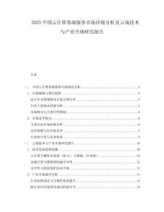2025中國云計算基礎服務市場詳細分析及云端技術與產業升級研究報告