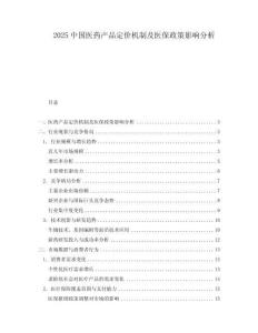 2025中國醫藥產品定價機制及醫保政策影響分析