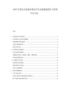 2025中国无人机城市货运空中走廊规划设计与管理平台开发