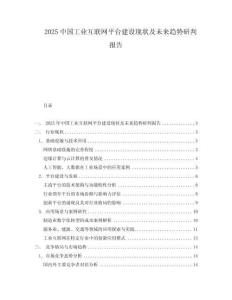 2025中國工業互聯網平臺建設現狀及未來趨勢研判報告