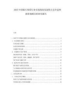 2025中國銀行保險行業市場現狀發展特點競爭態勢投資規模分析研究報告