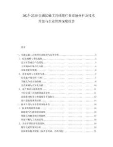 2025-2030交通運輸工具修理行業(yè)市場分析及技術(shù)升級與企業(yè)管理深度報告