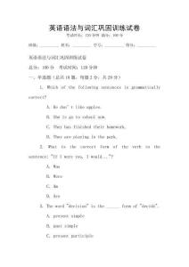 英語語法與詞匯鞏固訓練試卷