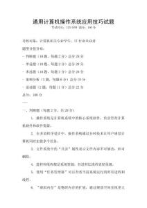 通用计算机操作系统应用技巧试题