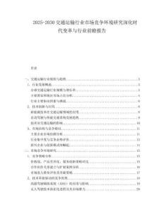 2025-2030交通運輸行業市場競爭環境研究深化時代變革與行業前瞻報告