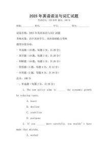 2025年英語語法與詞匯試題