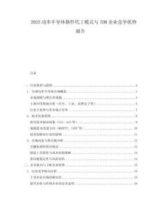 2025功率半導(dǎo)體器件代工模式與IDM企業(yè)競爭優(yōu)勢(shì)報(bào)告