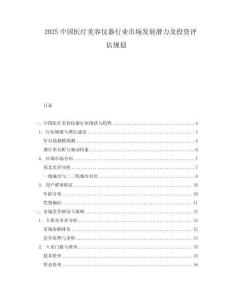 2025中國醫療美容儀器行業市場發展潛力及投資評估規劃