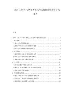 2025工業5G專網部署模式與運營商合作策略研究報告