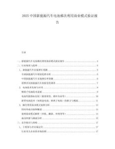 2025中國新能源汽車電池梯次利用商業模式驗證報告