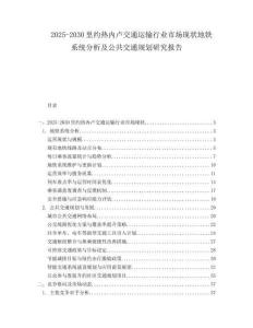 2025-2030里约热内卢交通运输行业市场现状地铁系统分析及公共交通规划研究报告