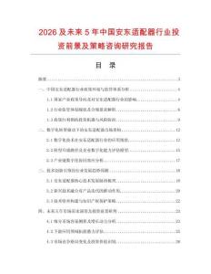 2026及未來5年中國安東適配器行業(yè)投資前景及策略咨詢研究報告