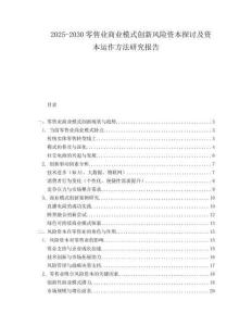 2025-2030零售業商業模式創新風險資本探討及資本運作方法研究報告