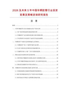2026及未來5年中國車輛膠管行業投資前景及策略咨詢研究報告