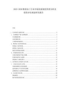 2025-2030粮食加工行业市场发展现状供需分析及投资评估规划研究报告