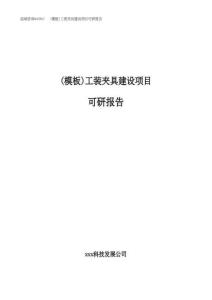 (模板)工裝夾具建設項目可研報告