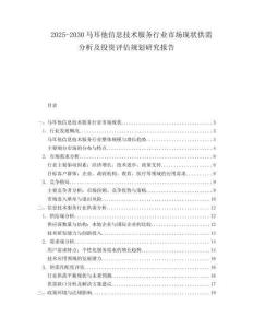 2025-2030馬耳他信息技術服務行業市場現狀供需分析及投資評估規劃研究報告